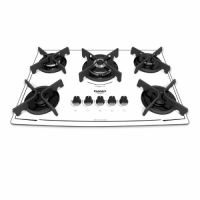 COOKTOP SUPREME - BRANCO CRYSTAL CLEAR - 5 BOCAS - ACENDIMENTO SUPER AUTOMÁTICO